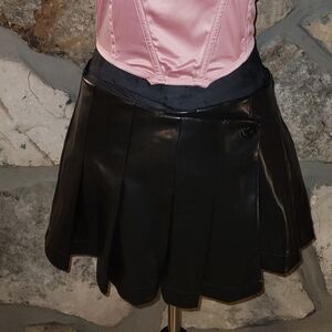 URBAN OUTFITTERS Black Faux Leather Pleated Wrap Mini Skirt – Size Medium